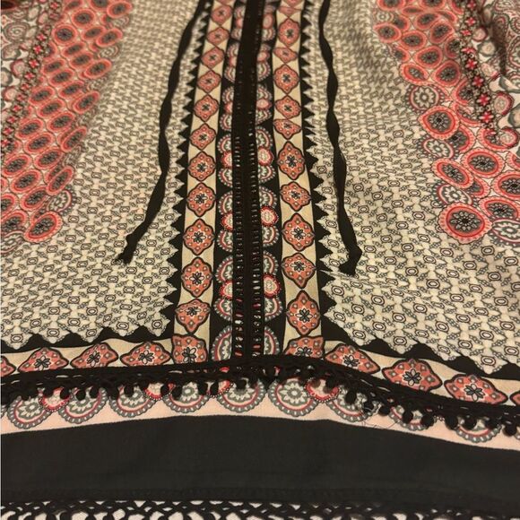 DINA BE Women Medium Boho Indie Multi color Patterned Blouse black crochet - Picture 6 of 10